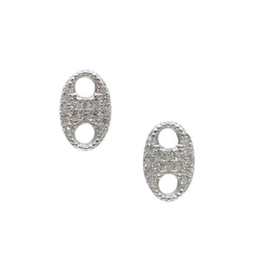 Micro Pave Button Hole Studs : Sterling